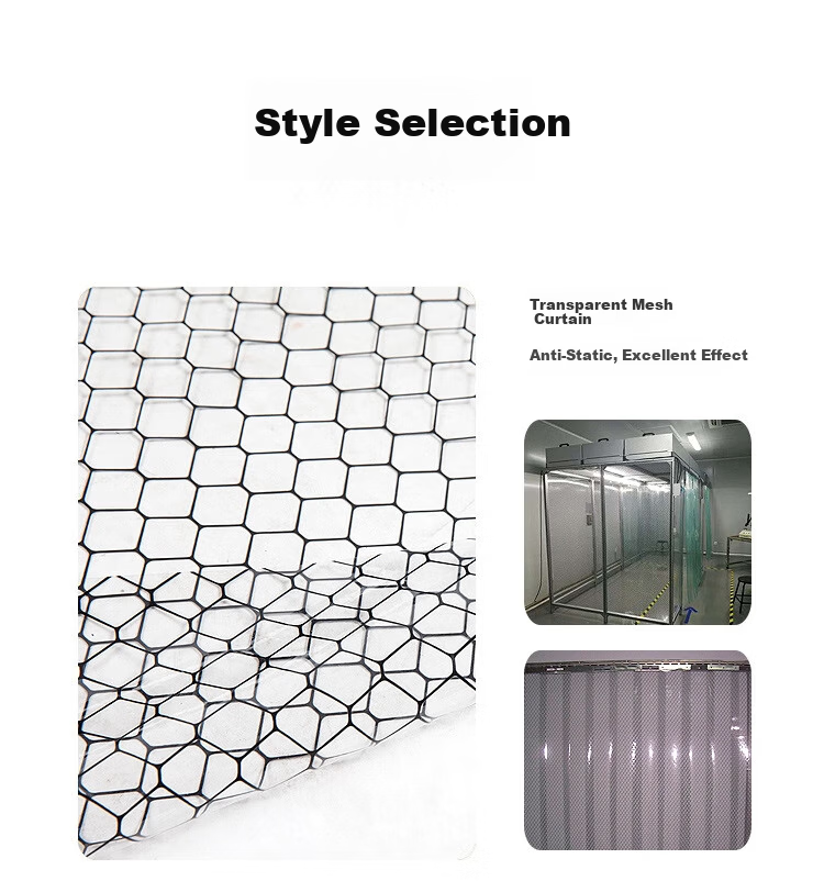 Beifute Anti-Static PVC Grid Curtain Transparent Anti-Static Dustproof Flame Retardant Partition Door Curtain Static Curtain 15