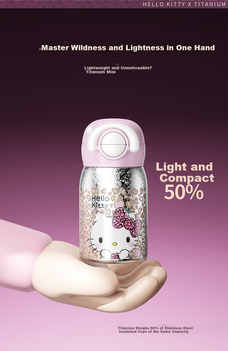 SANRIO Hello Kitty Double Drink Titanium Insulated Cup 316 Stainless Steel Straw Birthday Gift for Women 250ml 7