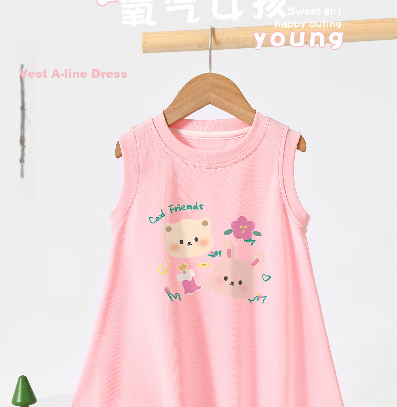 Badibadi Summer Infant Toddler Dress Girls Baby Princess Dress Vest Beach Dress Off-White Little Rabbit Floral 120 2