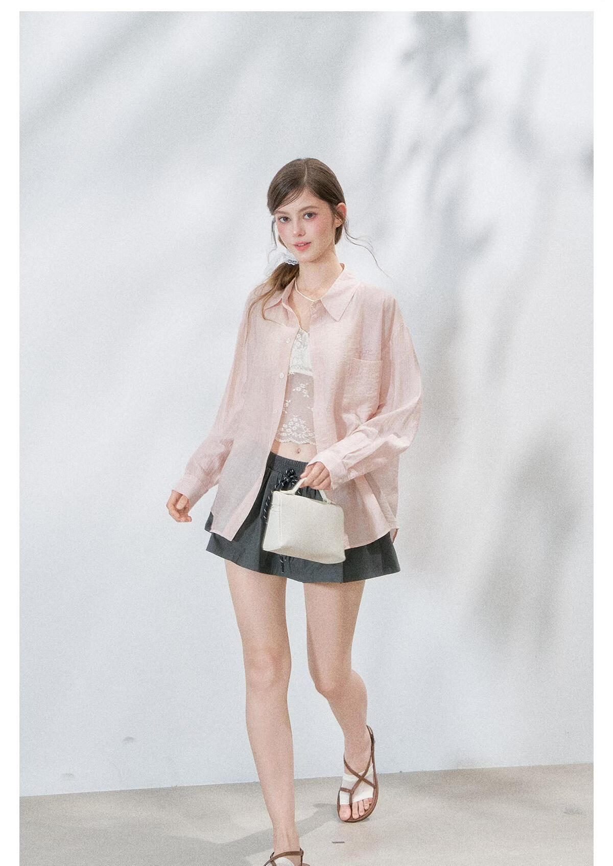 ICH MODE "Spring Light Leisure" Lyocell Sun Protection Long Sleeve Shirt Women Lazy Style Thin Jacket White M 10