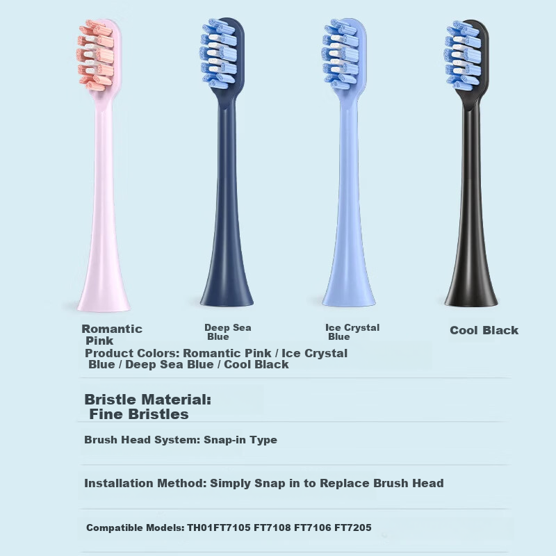 Dong Nai Lun Compatible Replacement Brush Heads for Feike Electric Toothbrush FT7105/FT7106/FT7205/FT7108/TH01, Universal Fit, Romantic Pink, 8-Pack