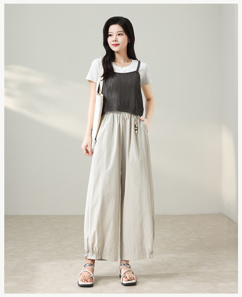 Langsha Flower Bud Wide-Leg Pants for Women 2026 New Summer Thin High-Waist Loose Lantern Pants Commuter Casual Balloon Trousers 19