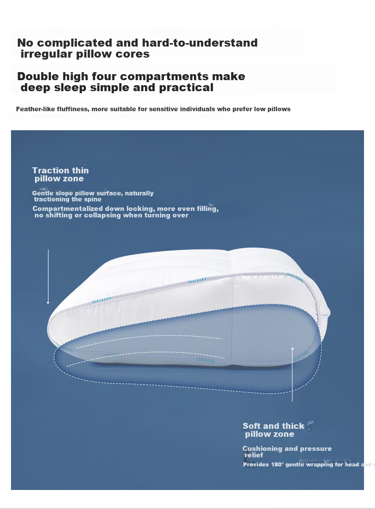 Anmino Anti-Mite Pure Cotton Skin Care Pillow Adult Zero Pressure Neck Support Pillow for Cervical Spondylosis Deep Sleep 40x65cm 6
