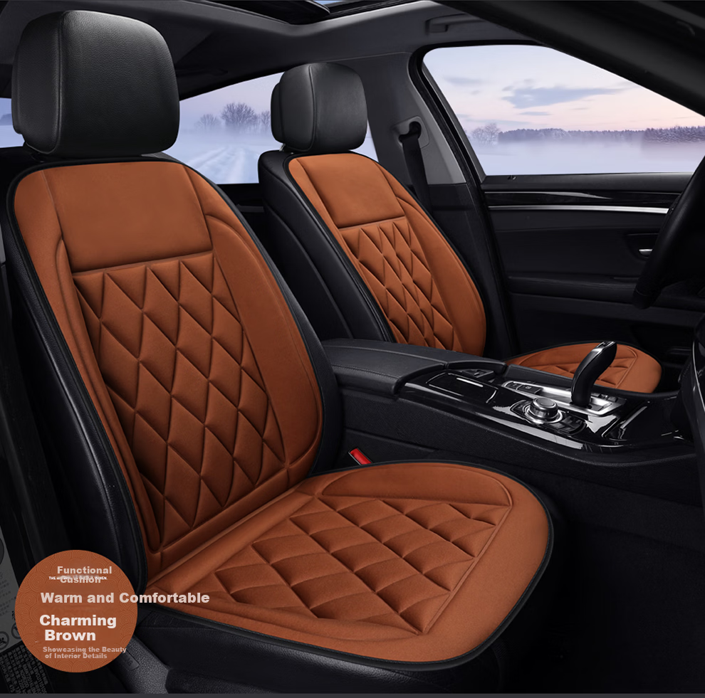 Digalun Car Heated Seat Cushion 12V Three-Piece Set Business Black Winter Rear Seat Electric Heating Pad 11