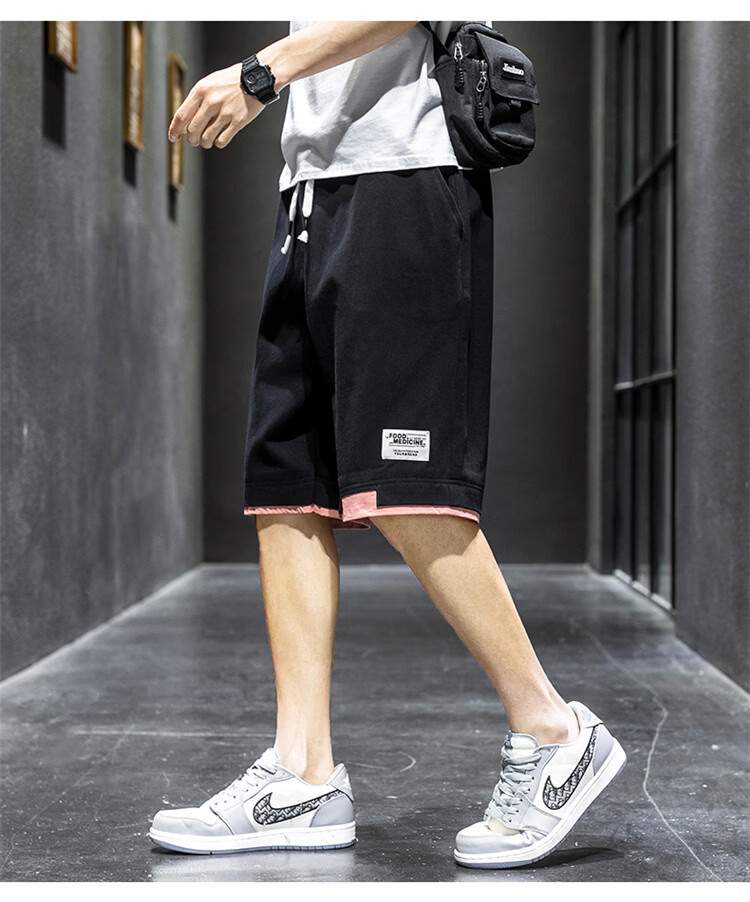 RED DRAGONFLY Men's Fashion Trendy Cotton Letter Embroidered Comfortable Breathable Wrinkle-Free Colorblock Casual Shorts 15