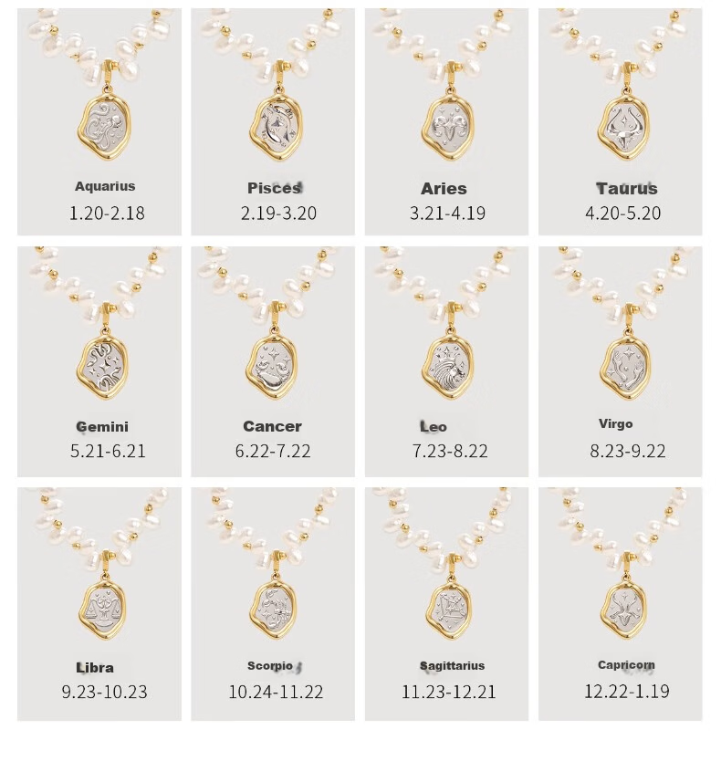 Amber Lollipop Zodiac Pearl Necklace for Women Small Niche Clavicle Chain Valentine's Day Birthday Gift for Girlfriend Wife 11