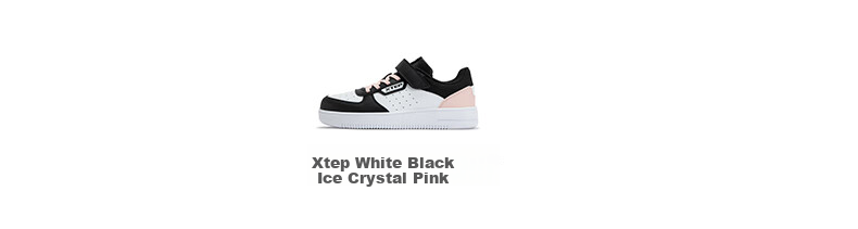 XTEP Kids Sneakers Girls Donut Leather Breathable Sports Shoes XTEP White/Black/Ice Pink Size 36 5