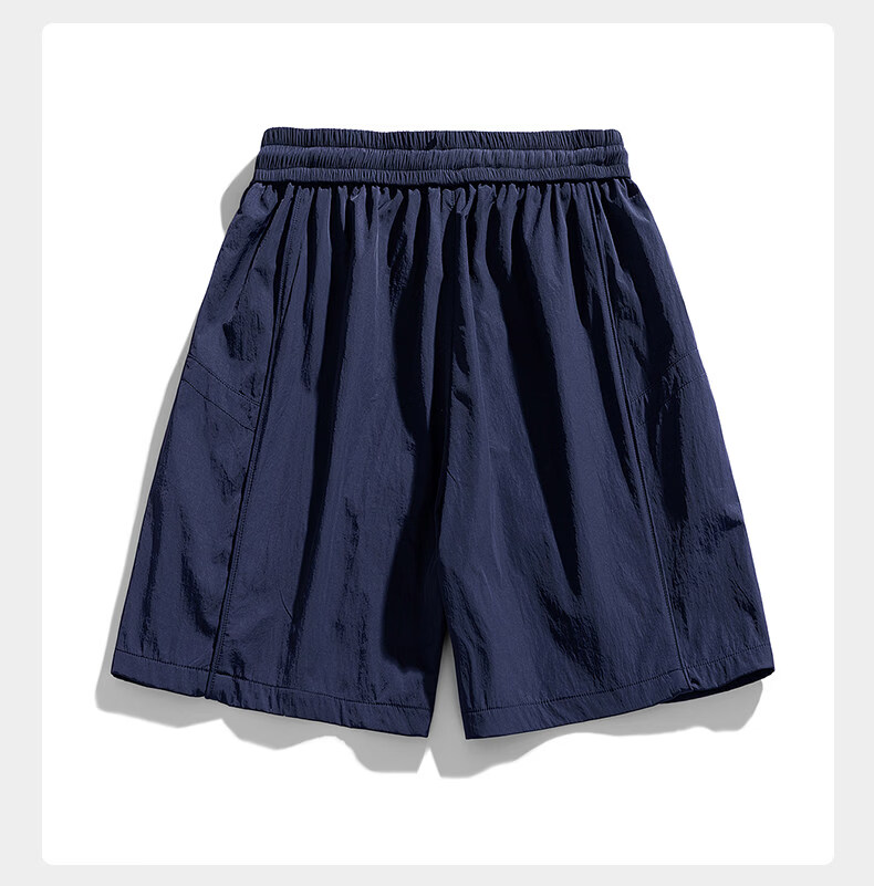 Wassup Sohot Minimalist Workwear Shorts Men's Summer Japanese Outdoor Beach Solid Color Five-Point Casual Pants Dark Night Black XL 16