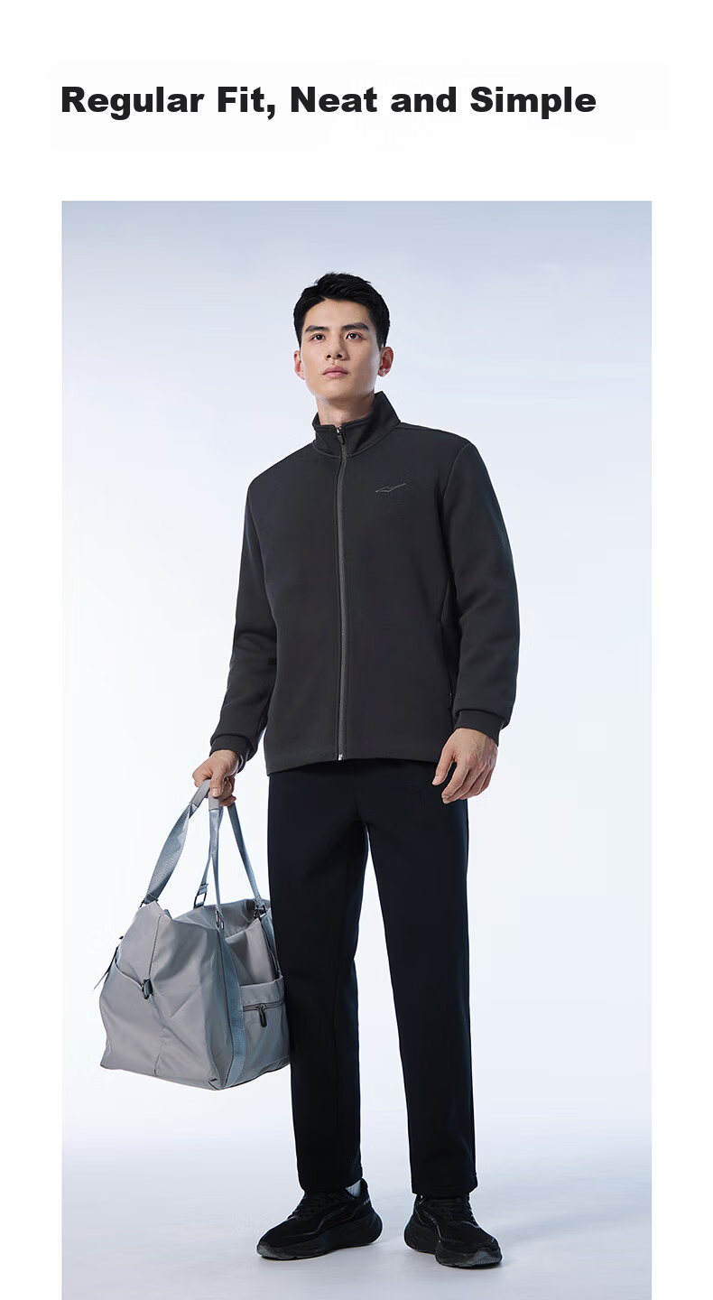 ERKE Men's Spring Zip-up Hoodie Jacket Stand Collar Long Sleeve Knit Windproof Cuffed Casual Sports Jacket Windbreaker 7