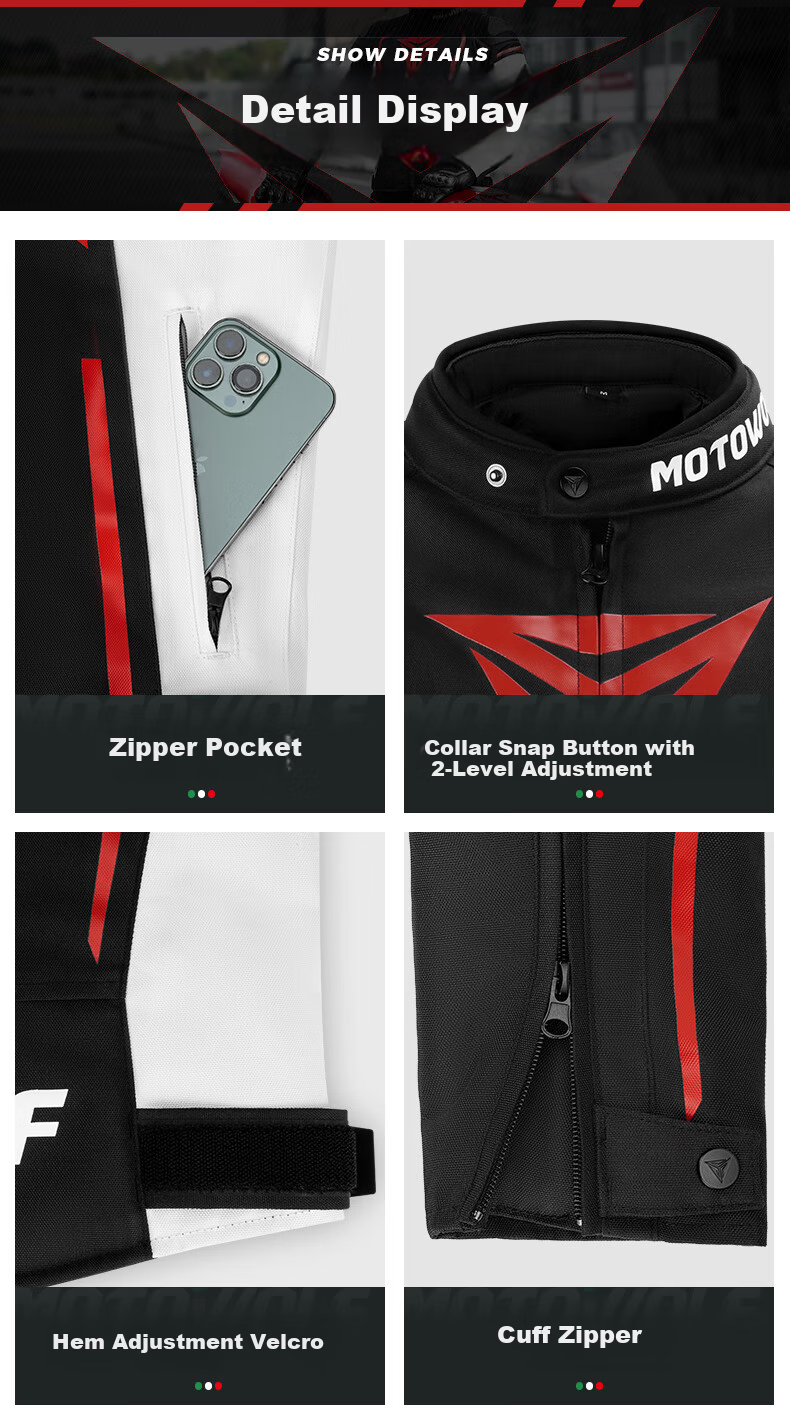 MOTOWOLF Motorcycle Riding Jacket Autumn Winter Unisex Four-Season Protective Racing Gear 14