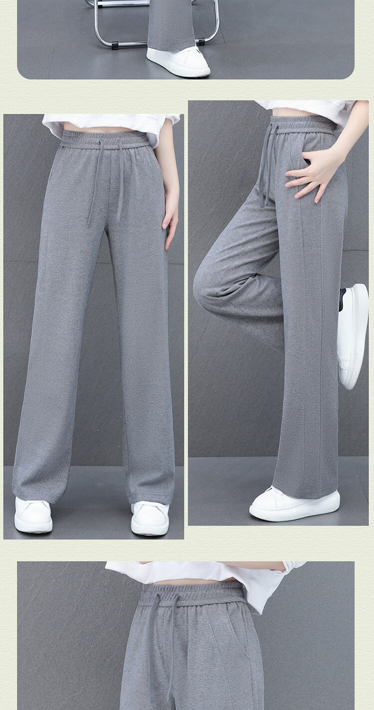 La Chapelle Women's Straight Casual Pants Spring Summer New Loose Slim Wide Leg Trousers Petite Height Enhancing Long Pants Dark Gray 2XL 20