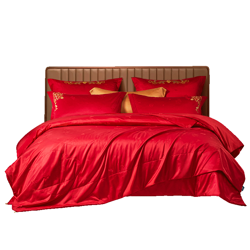 FUANNA Huan·Jiangshan 100% Silk Comforter Two-In Mother-Daughter Quilt Wedding Jacquard Comforter 203*229cm Red