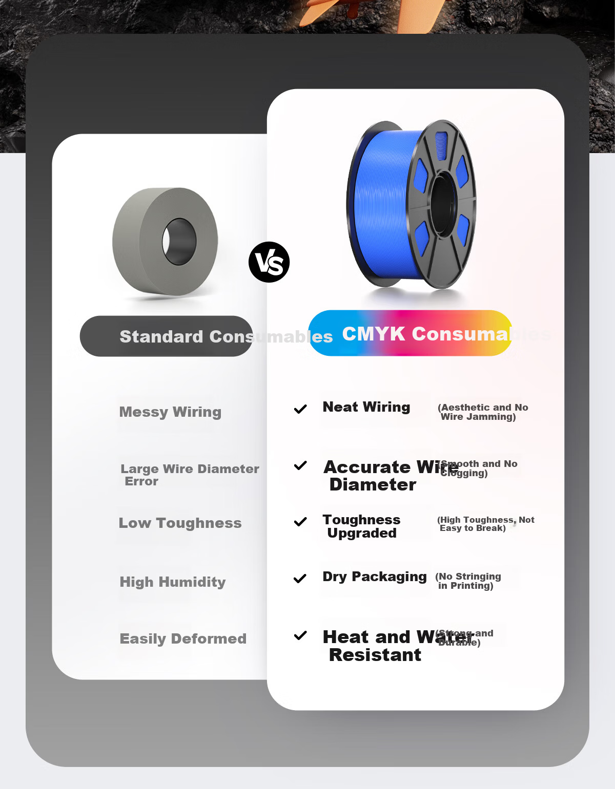 CMYKSUPPLIES 3D Printing Filament ABS 1.75mm Compatible with Tuozhu, Chuangxiang Sanwei, Duoku, Fuzhi, Jiguang Erwo 3D Printer Spools Black 1kg 3