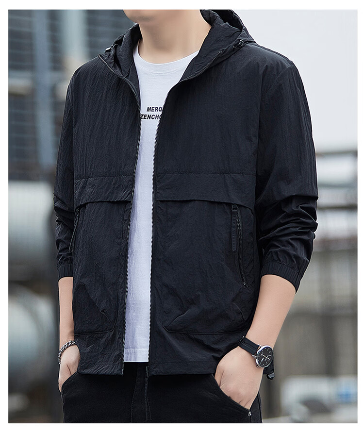 ROMON Men's Summer Outdoor Water-Repellent Fishing Jacket Breathable Ice Silk Cooling Coat 2682 Light Gray XL 12