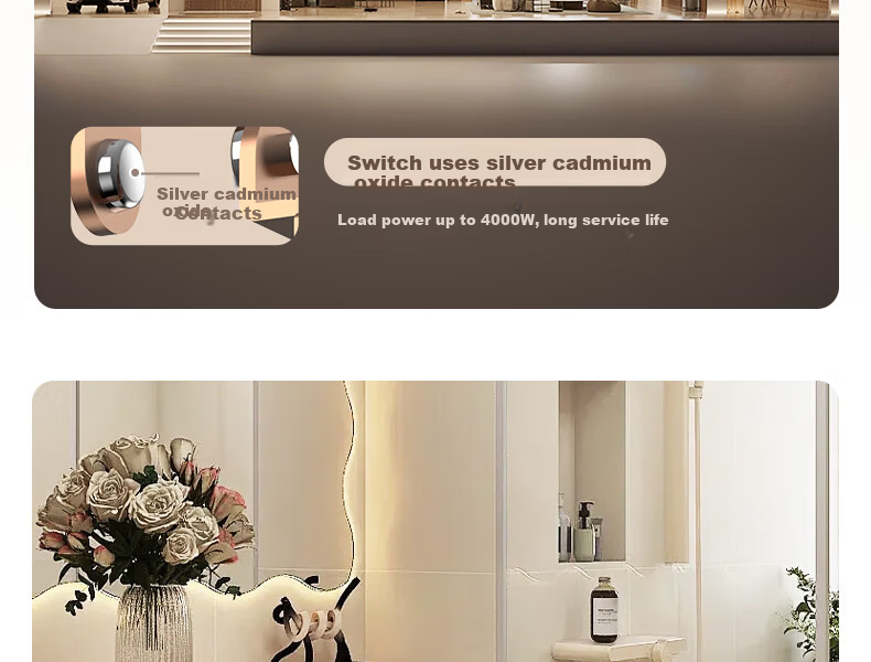 CHNT Switch Socket No-Paint Cream Style Large Panel Socket Faceplate Concealed X1M One-Gang Two-Way Control Phantom Silver Gray 28