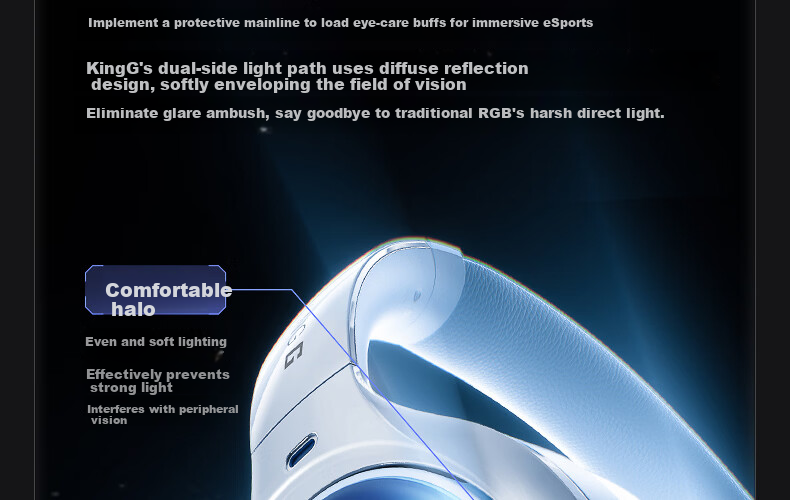 IKF King G Five-Mode Wireless Noise-Cancelling Gaming Headset Over-Ear 2.4G Wired Bluetooth 7.1 Surround Sound LDAC High-Resolution E-Sports Noise-Cancelling Microphone Sky Blue 40