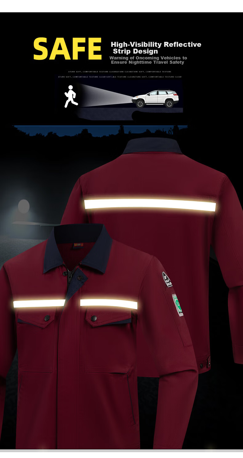 Lido According to Chen Custom Anti-Static Workwear Durable Men's Spring and Autumn Long Sleeve Reflective Strip Engineering Uniform Auto Repair Labor Protection Workwear Custom Work Suit 8