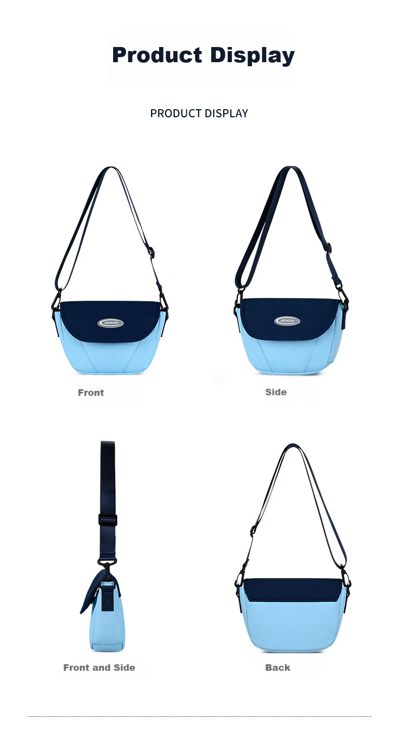 Edison Elementary School Student Single Shoulder Bag Fashion Trendy Outdoor Lightweight Travel Study Children Crossbody Bag W19-1 Blue 14