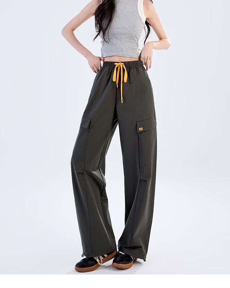 Women's Free Style Cargo Pants Summer Thin 2026 New High Waist Slimming Curved Knife Casual Hiking Loose Wide Leg Paratrooper Pants 25