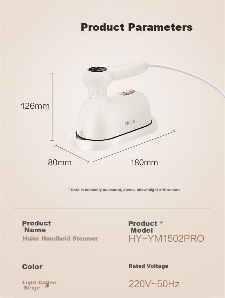 Haier Quick-Go Pro Handheld Garment Steamer, 23g/min Explosive Steam, 250ml Upgraded Detachable Water Tank, Compact Portable Affordable Travel Ironing Machine for Home Use HY-GW2502W 13
