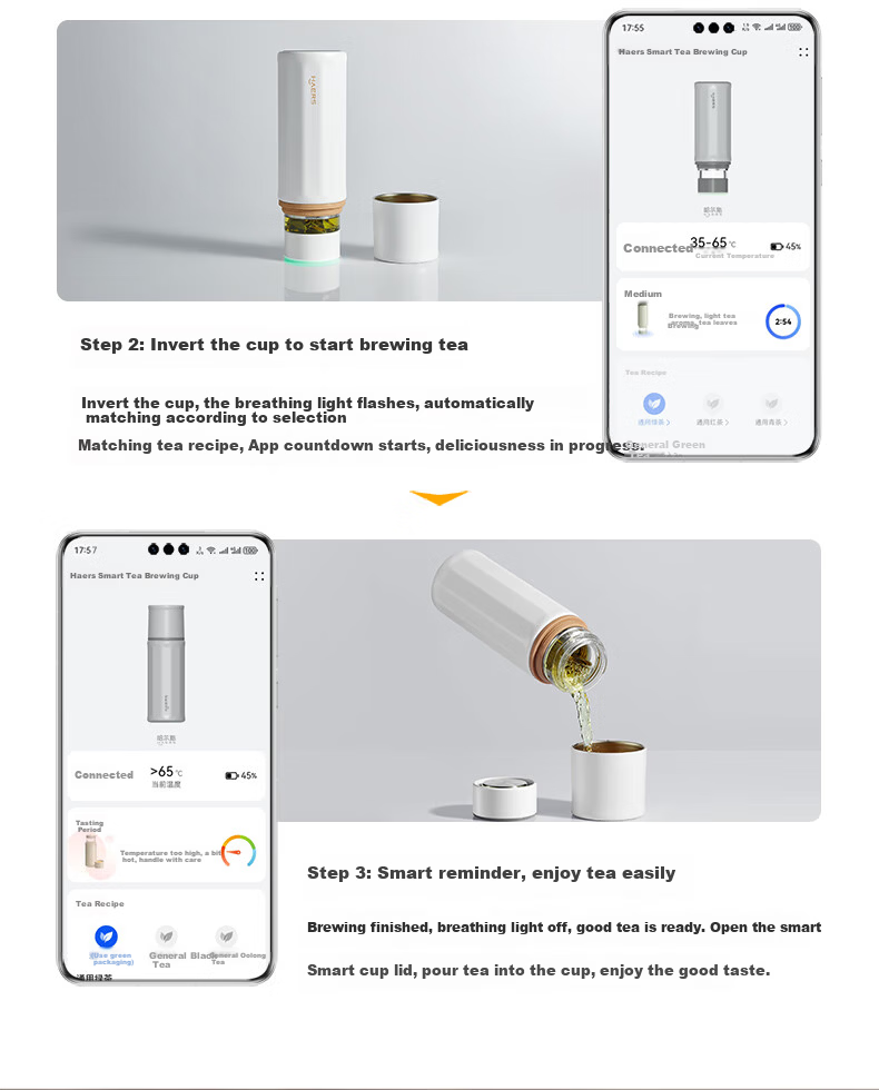 Hongmeng Smart Choice Haers Intelligent Tea Brewing Insulated Water Separation Titanium Coated Unisex Water Bottle 450ml Business Gift 6