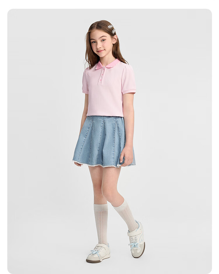Balabala [balaOne] Girls' Denim Skirt Summer 2026 Sweet Children's Skirt 18