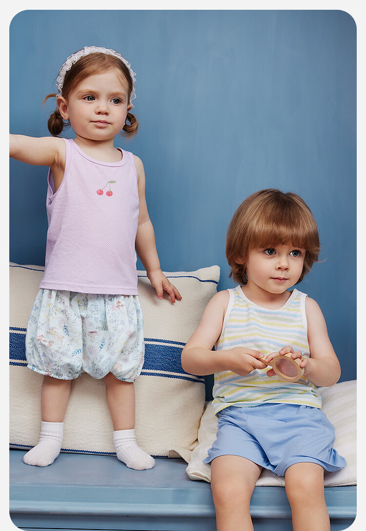 Minibala 2-Pack Kids Boys Girls Cotton Mesh Breathable Ocean Style Tank Tops Summer 2026 10