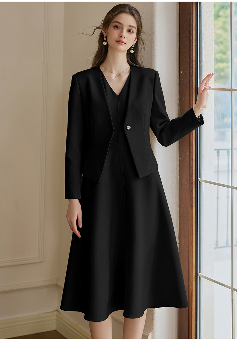 ROEYSHOUSE Women's Elegant Slim Fit Blazer Spring New Solid Color Commuter Suit 11646 Apricot S 10