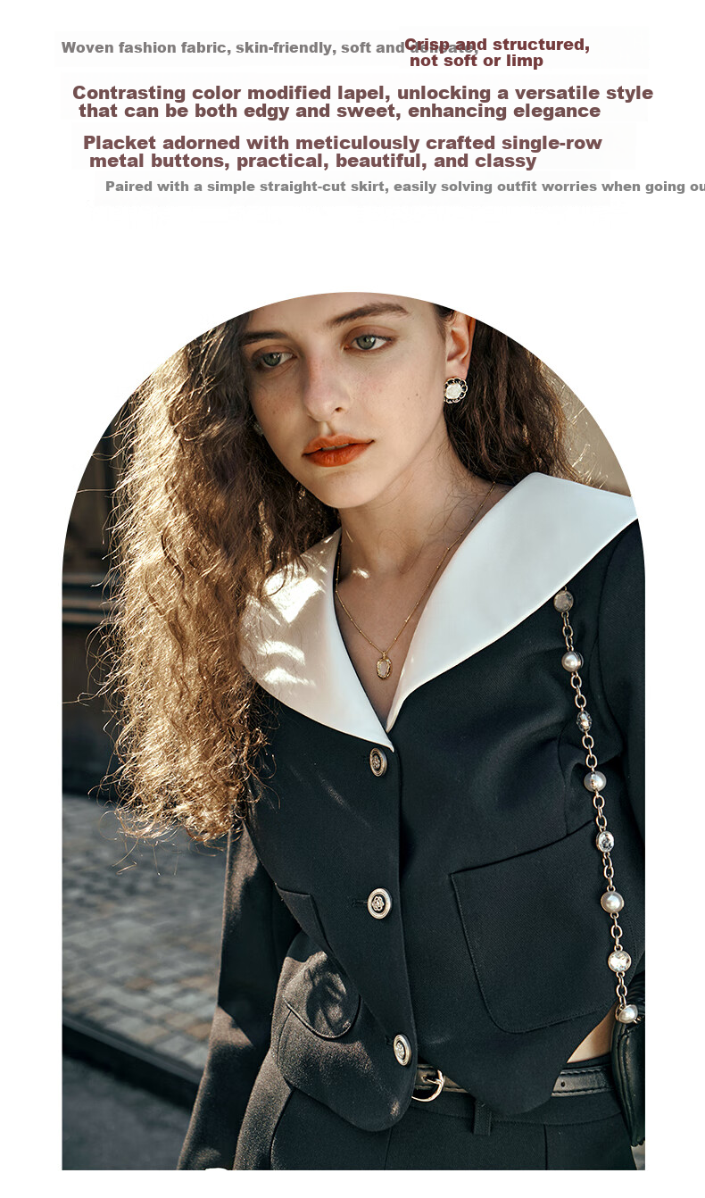 Olrain Eurielle Black Chic Short Jacket Women's Autumn New Elegant Top Coat (Second Batch) XL 3