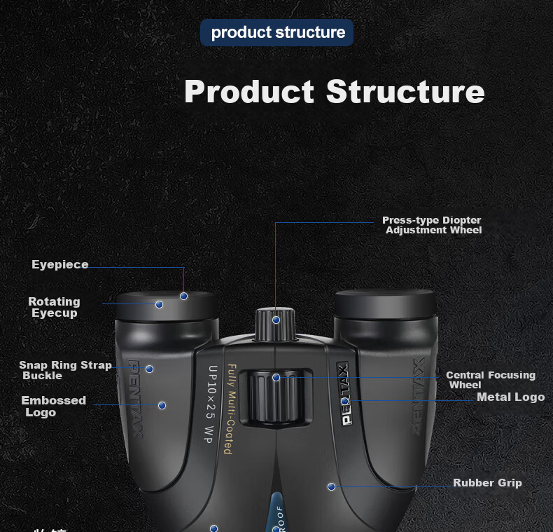 PENTAX Japanese Binoculars UP10x25, High Magnification, High Definition, Compact And Portable, Low-Light Night Vision Telescope 17