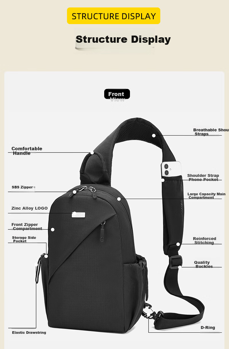 ALPINT MOUNTAIN Elmont Men's Chest Bag Casual Crossbody Shoulder Bag Trendy Small Backpack Large Capacity Commuting Cycling Sports 5