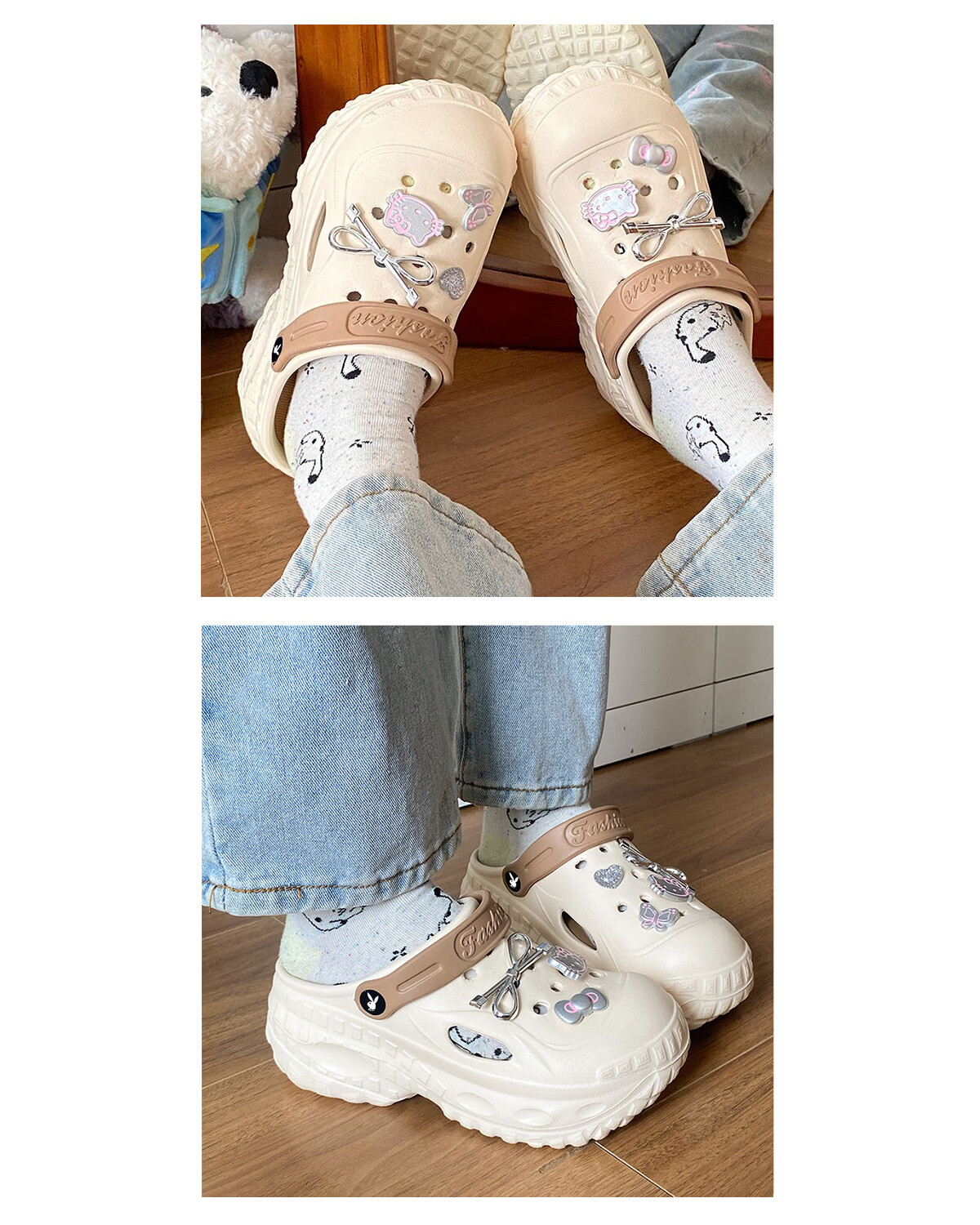 PLAYBOY Women's Summer 2026 Hole Sandals Dual-Wear Comfortable Slippers Beach Shoes Black Size 36/37 4