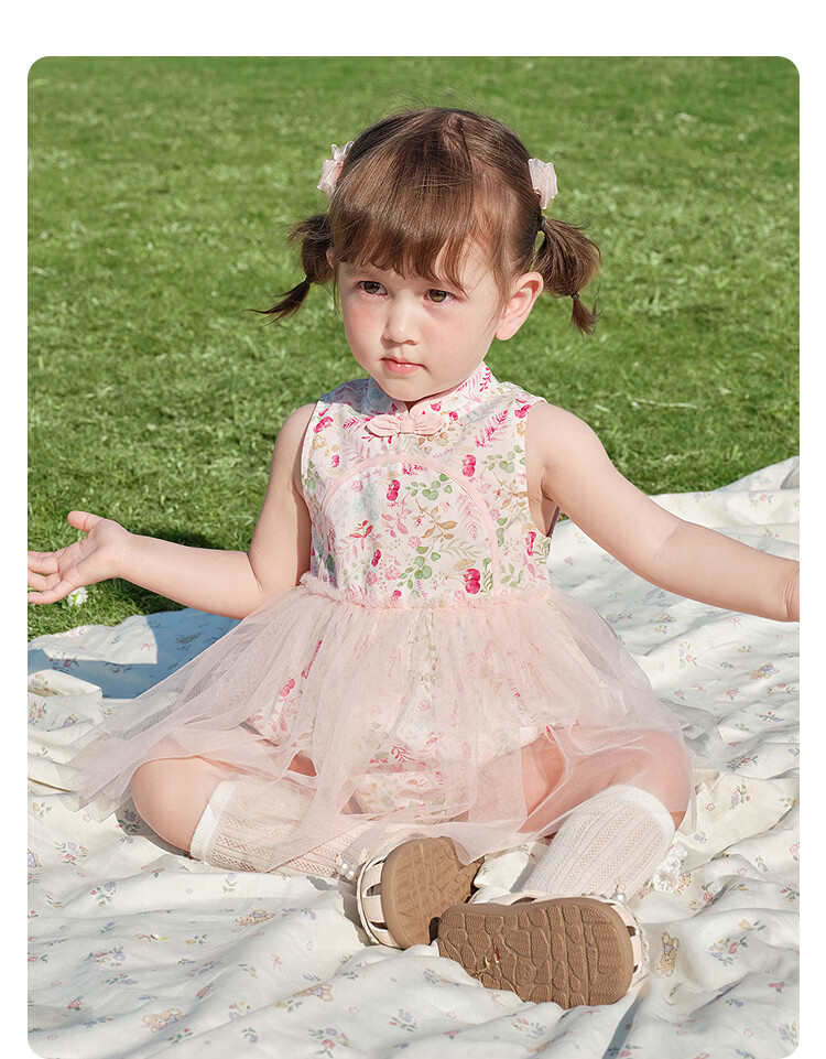 Balabala [balaOne] Baby Romper Infant Toddler Girls Triangle Bodysuit 2026 Summer Sweet Cute 7