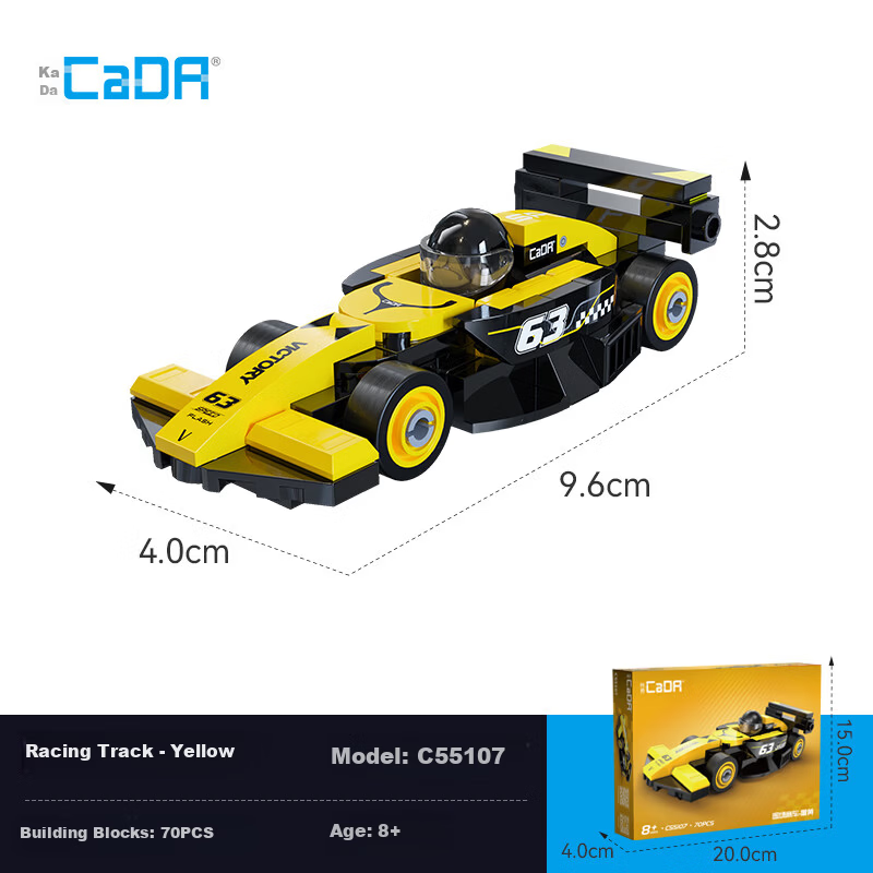 CaDA F1 Racing Car Model Eight Mini Circuit Racing Building Blocks Boys Easy Assembly Kids Birthday Gift