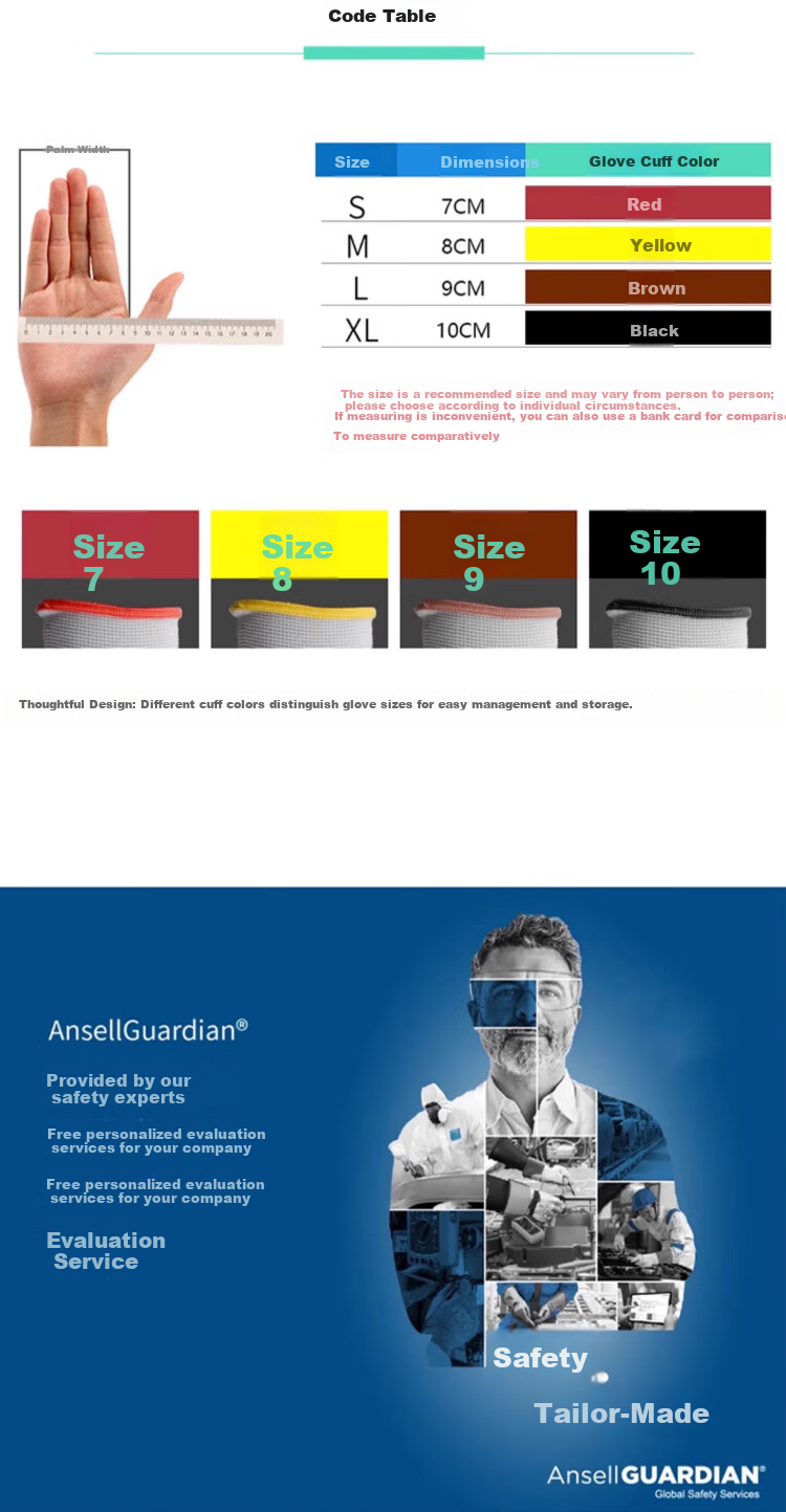 Ansell Protective Gloves, Non-Slip, Wear-Resistant, for Mechanical Processing And Handling, PU Coated, Tear-Resistant, Safety Work Gloves, 48-126 (5 Pairs), 9/L 10