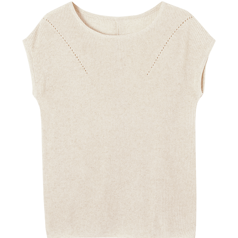 Demana [With Linen Lyocell] Summer Minimalist Round Neck Raglan Short Sleeve Buttoned Slim Knit Top for Women Premium Feel