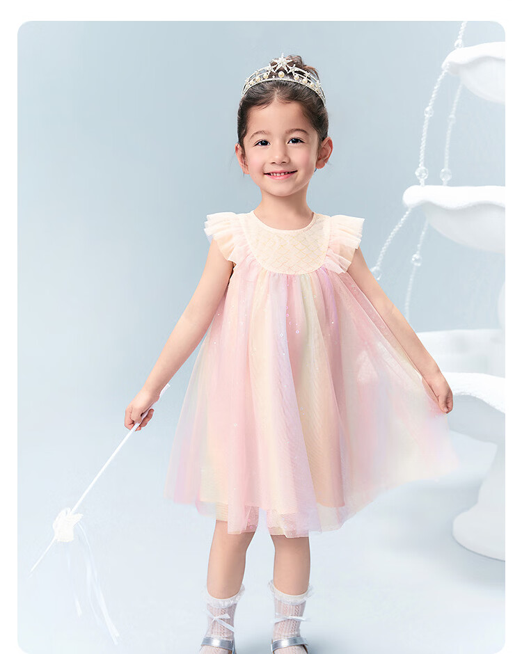 Balabala Kids Dress 2026 Summer New Girls Baby Dress Delicate Mesh Sweet Princess Dress Stylish 22