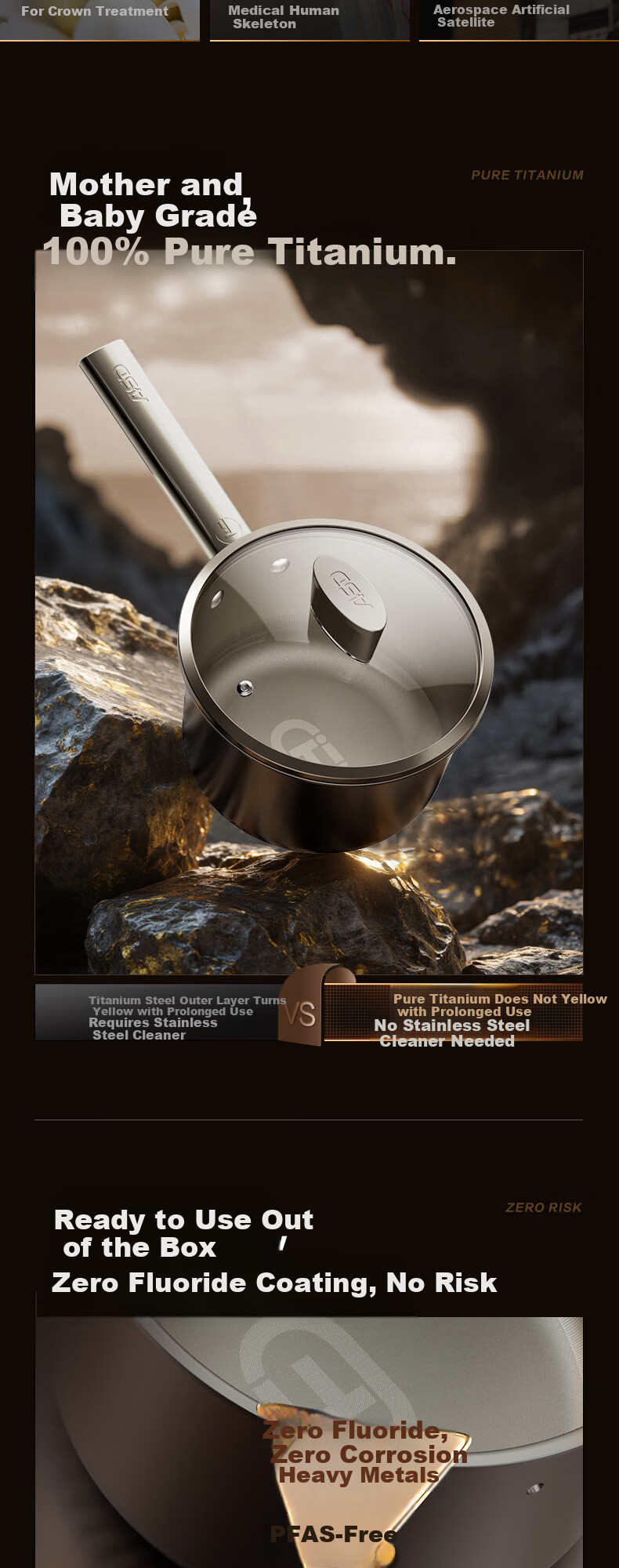 ASD Pure Titanium 0-Fluorine Coating Non-Stick Milk Pot Baby Food Cooking Small Milk Pot Gas and Induction Cooker Compatible NT18Z6Q 5