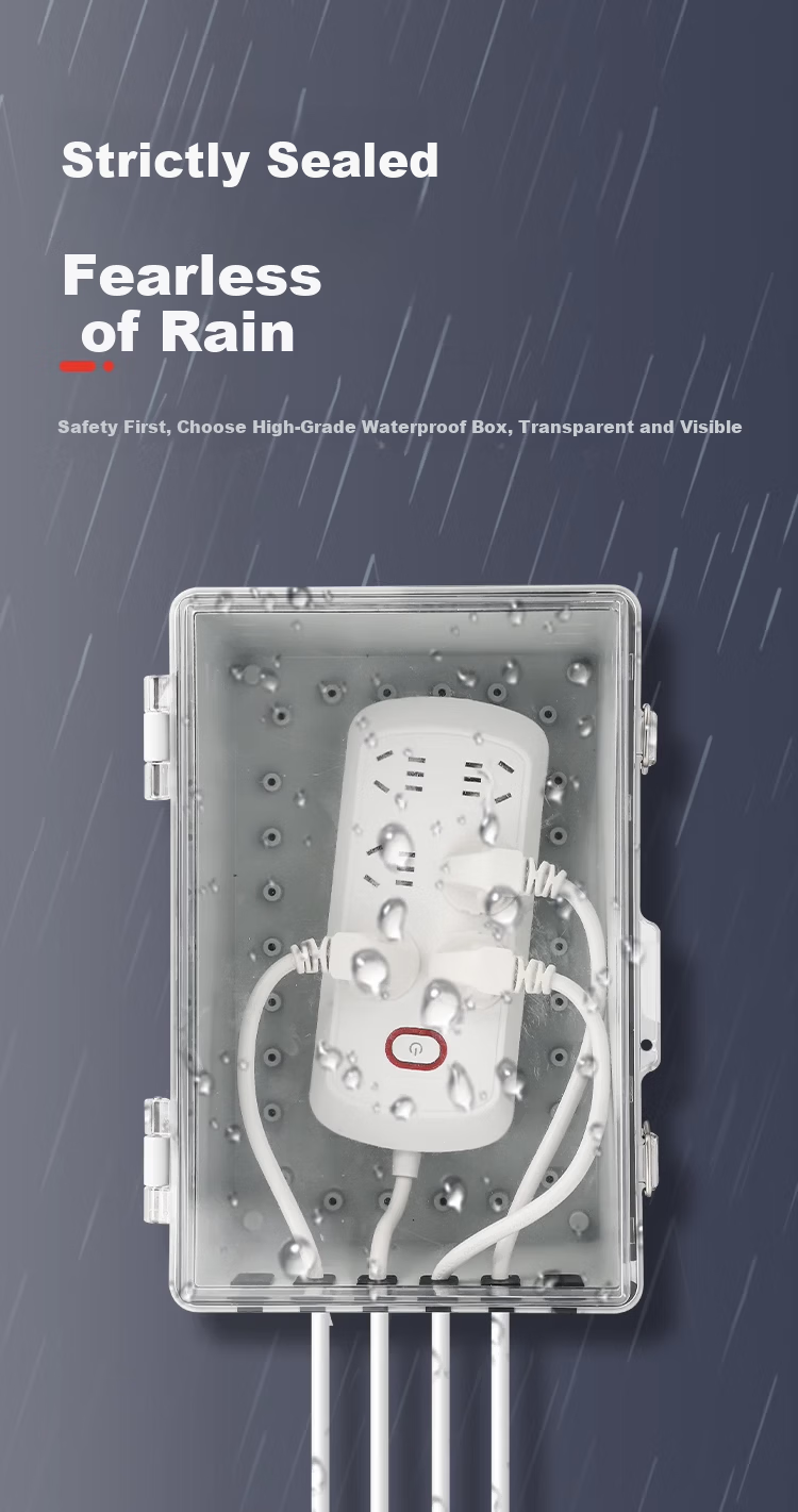 DELIXI ELECTRIC Waterproof Cover for Power Strip Outdoor Rainproof Box with Lock Household Power Socket Splash Protection Anti-theft Box [Medium Empty Box] Non-Delixi 4