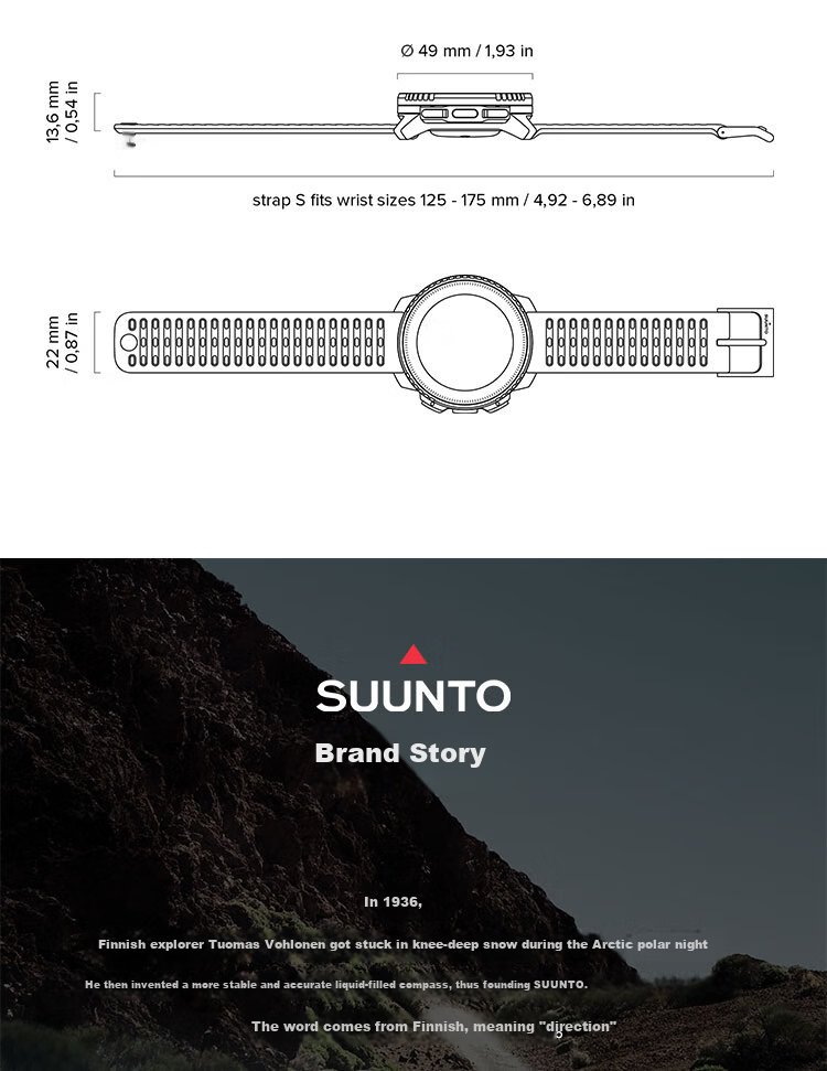 SUUNTO Vertical Outdoor Adventure Mountaineering Hiking Heart Rate Blood Oxygen Sports Smartwatch Titanium Alloy Tundra Green 12