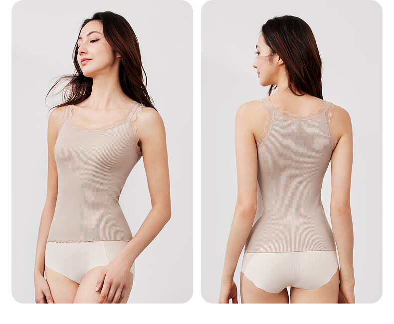 Maniform Women's Ribbed Sexy Lace Wearable Base Layer 3A Antibacterial Beautiful Back Tank Top 15