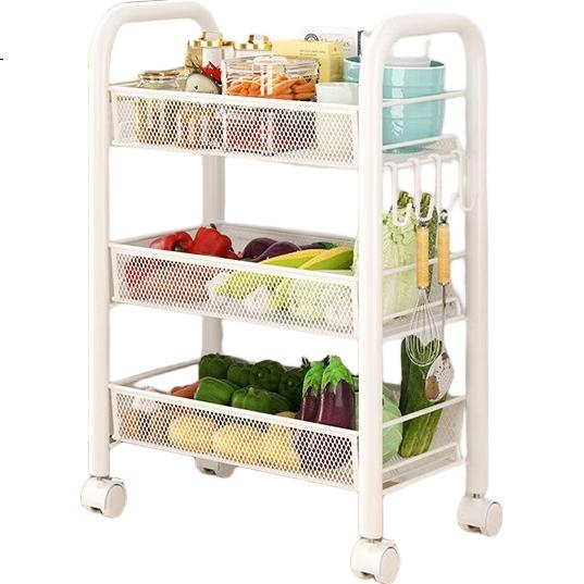 Jiuqiangu Multifunctional Kitchen Storage Rack, Floor-Standing Organizer, Mobile Storage Cart, Vegetable Shelf, Snack Rack 5694