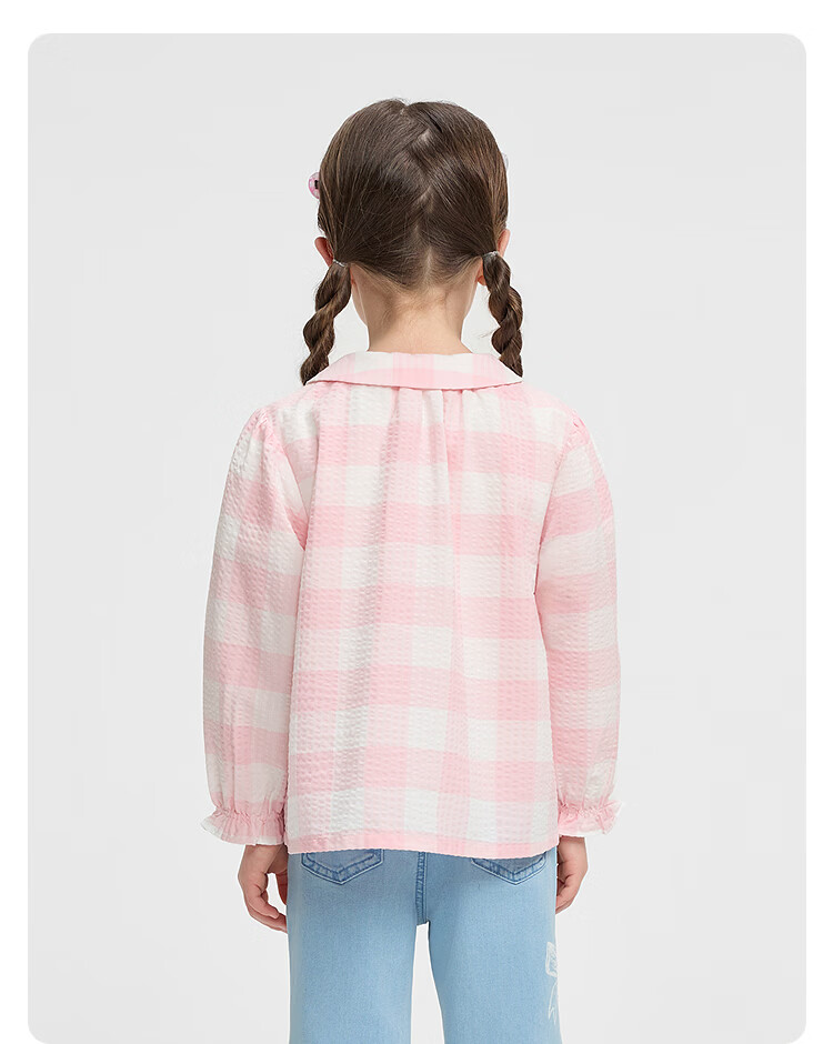Balabala Girls' Shirt Children's Long Sleeve 2026 New Spring Summer Baby Cute Pocket Top Delicate Sweet 23