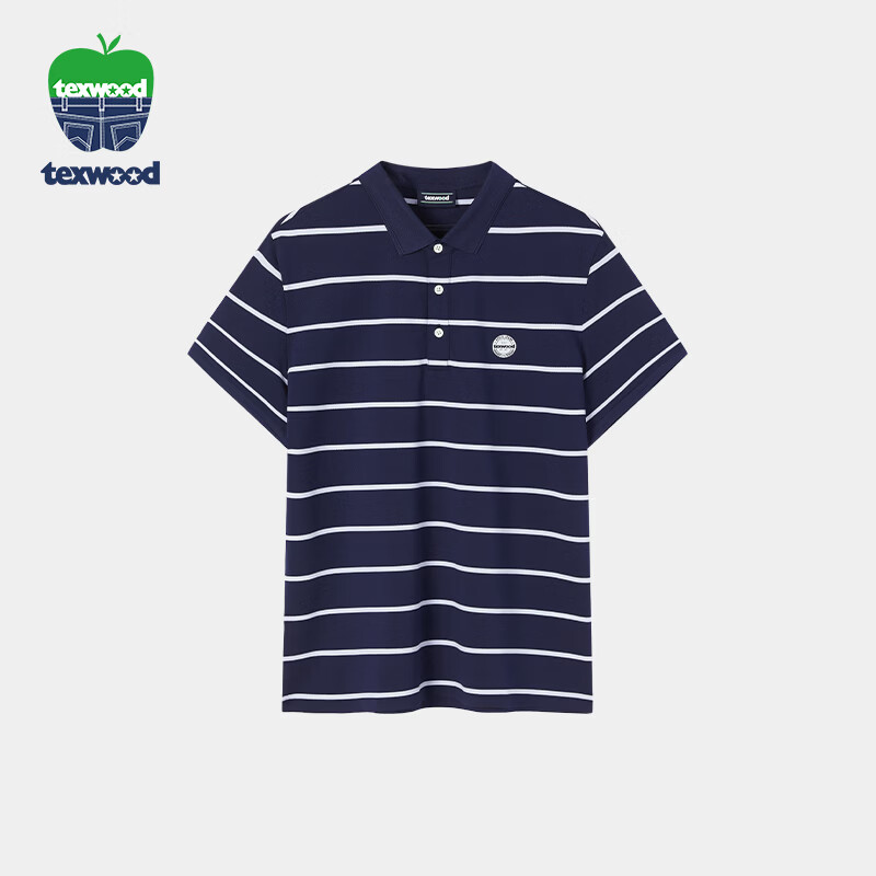 Texwood Standard Fit Men's Summer Striped Classic Short Sleeve Polo Shirt Blue M