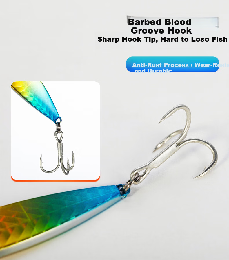 15g Iron Plate Road Lure Long Cast Artificial Bait Flashing Holographic Realistic Lure Laser Universal Freshwater and Saltwater Fishing Tackle Fake Fish Bait Set 4