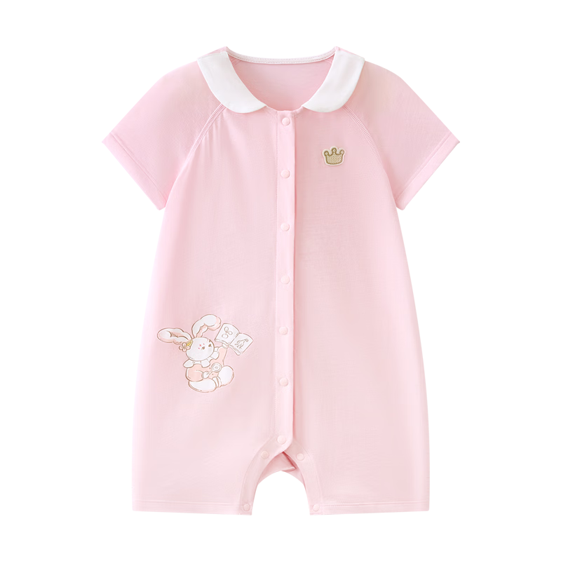 Babycare Pure Cotton Short Sleeve Romper Baby Jumpsuit Boys Girls Clothing Moisture Absorption Breathable Sky Blue Pink 90cm