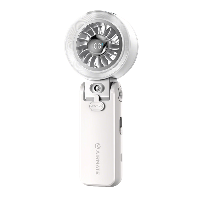 AIRMATE Handheld Mini Fan, Spray Cooling Handheld Fan, Office Desk Foldable Neck-Hanging Waist-Light Sound, Baby Children Car Student Concert Portable Outdoor Long Battery Life H2O-F2A