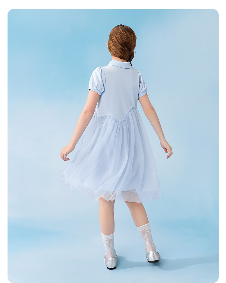 Balabala Girls' Dress Children's Dress Big Kids 2026 Summer Mesh Skirt Fake Two-Piece 19