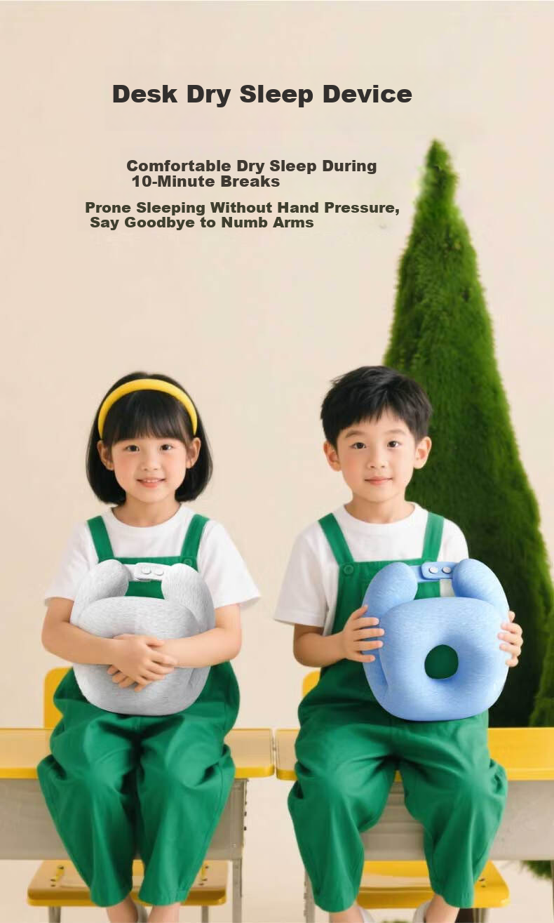 YUZHAOLIN Nap Pillow for Elementary School Students, Face-Down Sleeping Aid, Children's Summer Ice Silk Face-Down Pillow for Nap Time, Classroom Desk Neck Protection Pillow 2