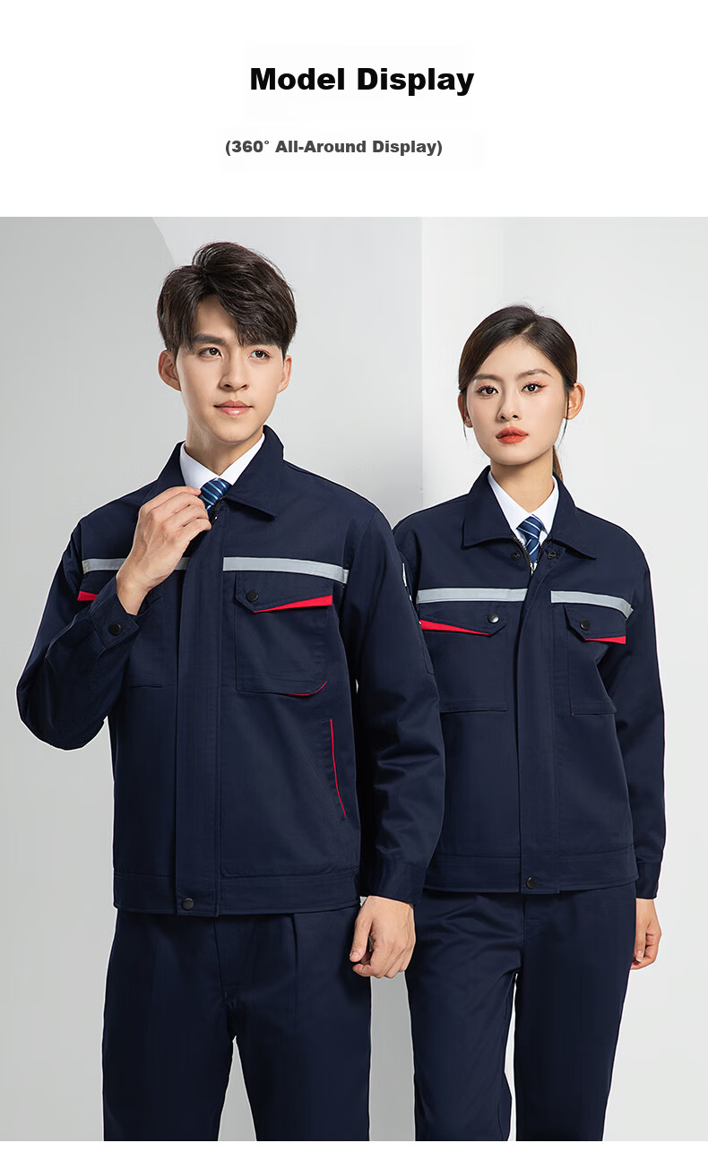 Lido According to Chen Custom Anti-Static Workwear Durable Men's Spring and Autumn Long Sleeve Reflective Strip Engineering Uniform Auto Repair Labor Protection Workwear Custom Work Suit 14